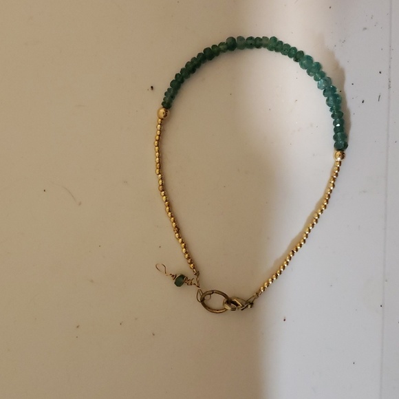 Bracelet/aaa natural emerald 24 k gold !!! - Picture 2 of 4